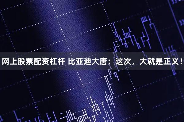网上股票配资杠杆 比亚迪大唐：这次，大就是正义！