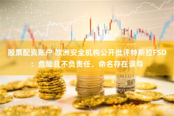 股票配资账户 欧洲安全机构公开批评特斯拉FSD：危险且不负责任，命名存在误导